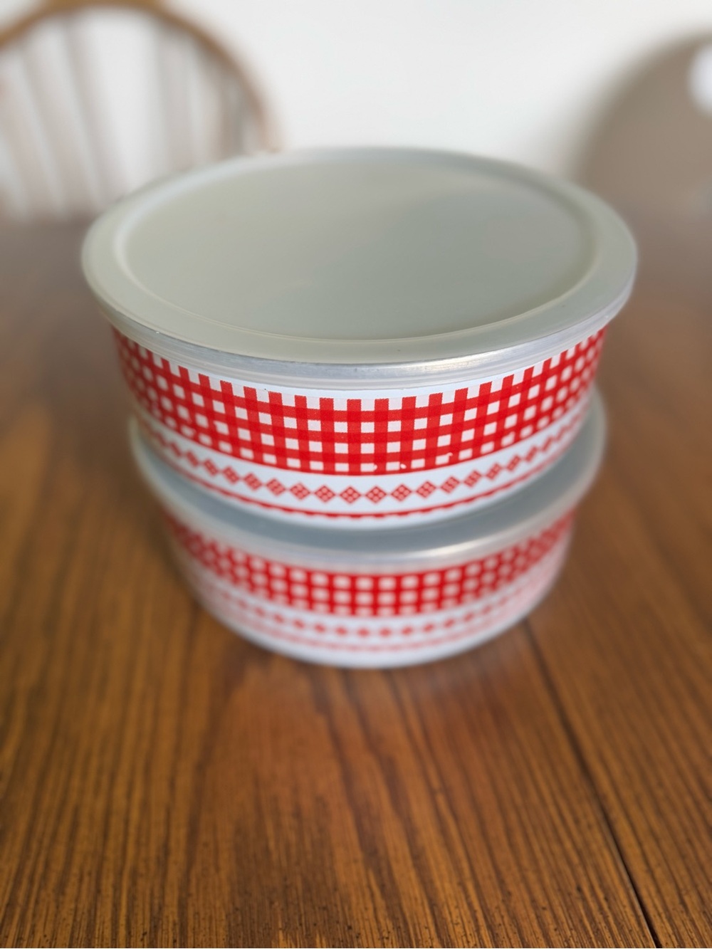 Gooseberry patch, modern vintage Red Check Covered Storage Bowls - Home Kitchen